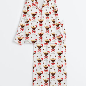 Womenâ€™s Espresso Martini Christmas Long Sleeve Satin Pajama Set