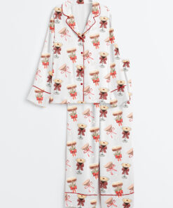 Women's Espresso Martini Christmas Tini Time Social Club Martini Lover Long Sleeve Satin Pajama Set