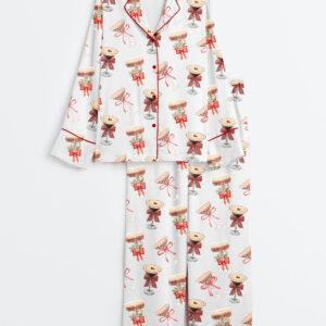 Womenâ€™s Espresso Martini Christmas Tini Time Social Club Martini Lover Long Sleeve Satin Pajama Set