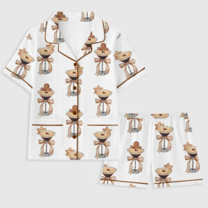 Women's Espresso Martini Cocktail Christmas Wine Short Sleeve Pocket Cotton Pajama Set