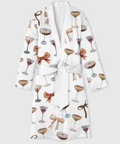Women's Espresso Martini Coquette Bow Satin Bathrobe