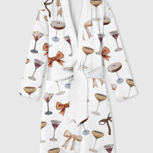 Women's Espresso Martini Coquette Bow Satin Bathrobe