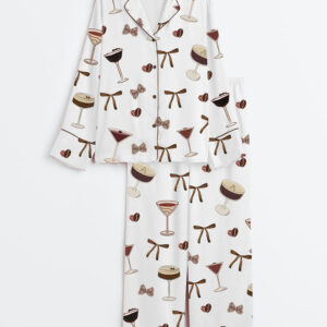 Women's Espresso Martini Funny Long Sleeve Satin Pajamas Set