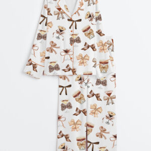 Women's Espresso Martini Long Sleeve Satin Pajamas Set