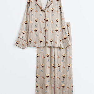 Women's Espresso Martini Stripe Long Sleeve Satin Pajama Set