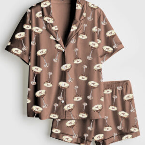 Women's Espresso Martini Wedding Drink Satin Pajama Set