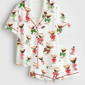 Women's Espresso Martinis Short Sleeve Satin Pajama Set