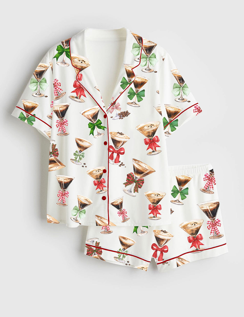 Women's Espresso Martinis Short Sleeve Satin Pajama Set