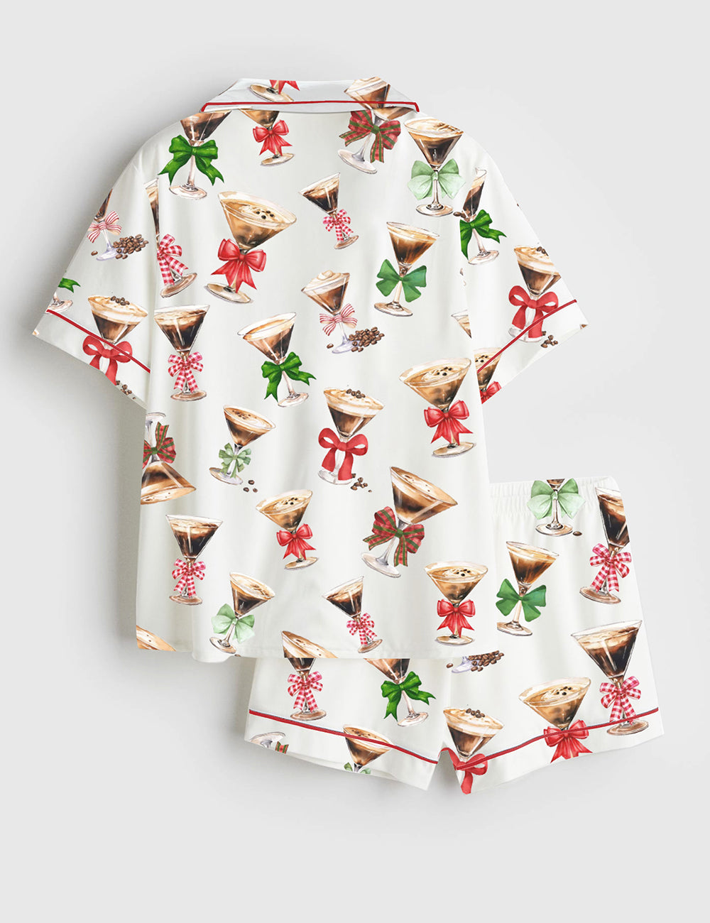 Women's Espresso Martinis Short Sleeve Satin Pajama Set - Image 2