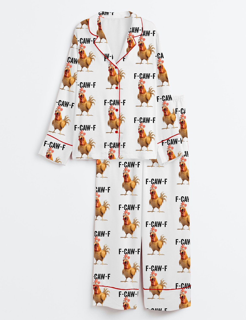 Womenâ€™s F-Caw-F Chicken Humor Long Sleeve Satin Pajama Set