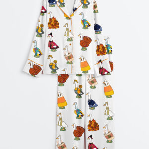 Womenâ€™s Fall Goose Long Sleeve Satin Pajama Set