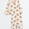 Womenâ€™s Fast Food Hamburger Long Sleeve Satin Pajama Set