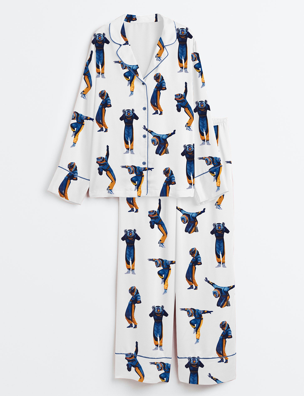 Women’s Fernando Alonso Celebration Pose Formula One Fans Long Sleeve Satin Pajama Set