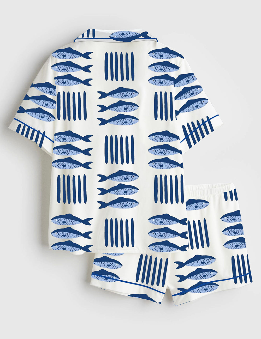 Women's Fish Art Short Sleeve Satin Pajama Set - Image 2