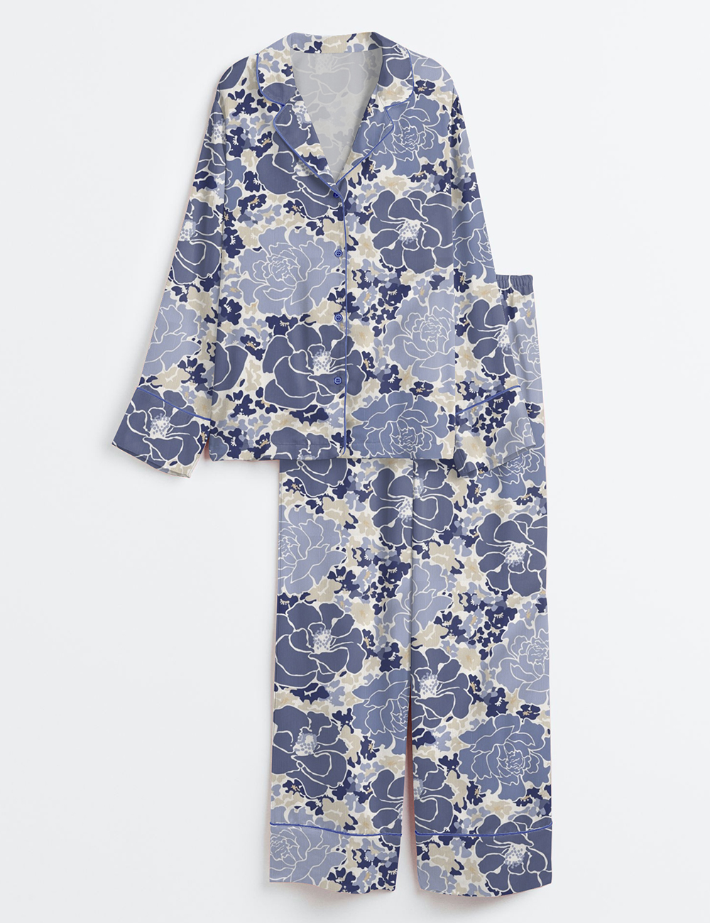 Womenâ€™s Floral Beats Bright Long Sleeve Satin Pajama Set