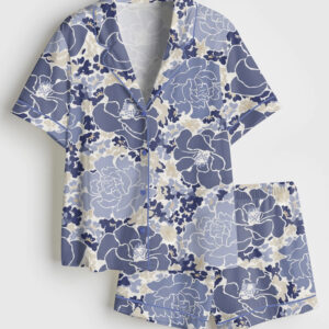 Women's Floral Beats Bright Short Sleeve Satin Pajama Set