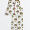 Womenâ€™s Florida Christmas Palm Tree Trendy Holiday Long Sleeve Satin Pajama Set