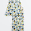 Women's Flowers And Bees Wildflower Honeybee Summer Surface Long Sleeve Satin Pajamas Set