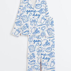 Womenâ€™s Football Game Day Long Sleeve Satin Pajama Set