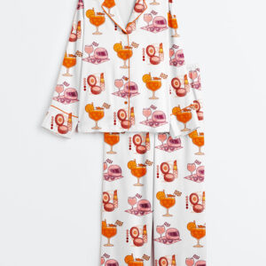 Womenâ€™s Formula 1 Cocktail Formula 1 Helmet Long Sleeve Satin Pajama Set