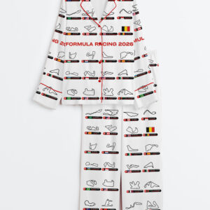 Womenâ€™s Formula One 2026 Calendar Race Car Enthusiast Long Sleeve Satin Pajama Set
