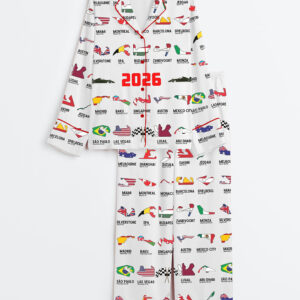 Women's Formula One 2026 Calendar Season Long Sleeve Satin Pajamas Set