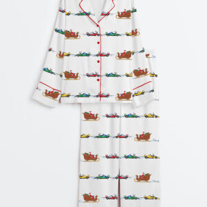 Womenâ€™s Formula One Christmas Race Weekend Holiday Long Sleeve Satin Pajama Set