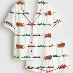 Womenâ€™s Formula One Christmas Race Weekend Holiday Short Sleeve Satin Pajama Set