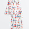 Women's Fourth of July Popsicle Patriotic Coquette Bow American Pride Red White Blue Long Sleeve Satin Pajamas Set