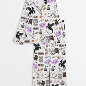 Women's Fourth Wing Bookish Romantasy Long Sleeve Satin Pajamas Set