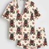 Women's French Bulldog Christmas Short Sleeve Satin Pajama Set