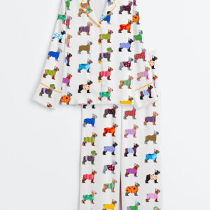 Women's French Bulldog Love Long Sleeve Satin Pajamas Set