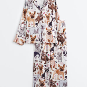 Womenâ€™s French Bulldog Lover Long Sleeve Satin Pajama Set