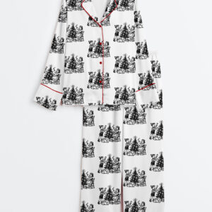 Women's From The Windows To The Walls Funny Christmas Long Sleeve Satin Pajamas Set
