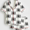 Womenâ€™s From The Windows To The Walls Funny Christmas Short Sleeve Satin Pajama Set