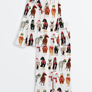 Alternative view of Women's Funny Horse Christmas Satin Pajamas Set