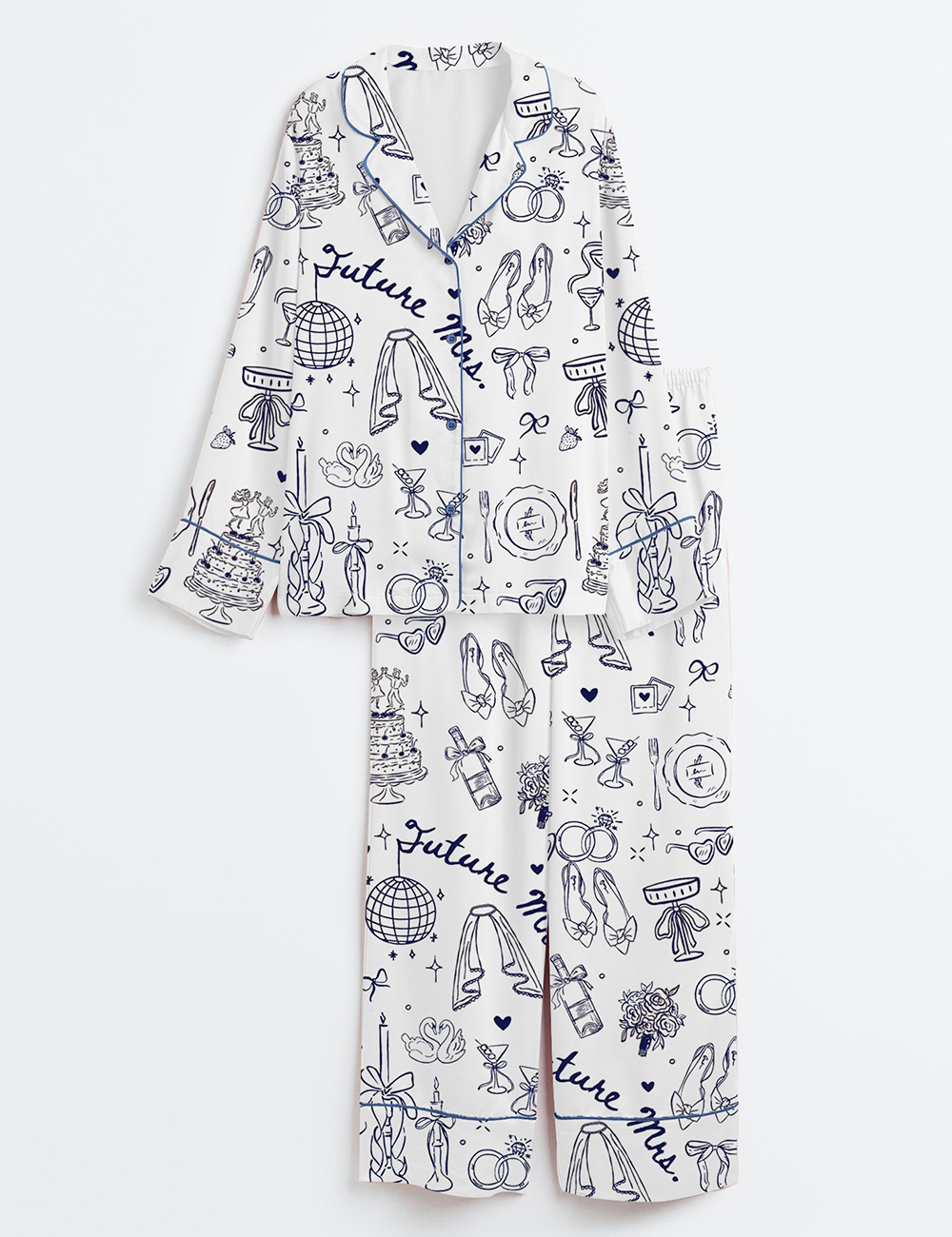 Women's Future Mrs Bride To Be Gift In My Engaged Era Long Sleeve Satin Pajamas Set