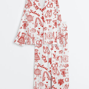 Womenâ€™s Future Mrs Bride To Be Gift In My Engaged Era Long Sleeve Silky Satin Pajama Set