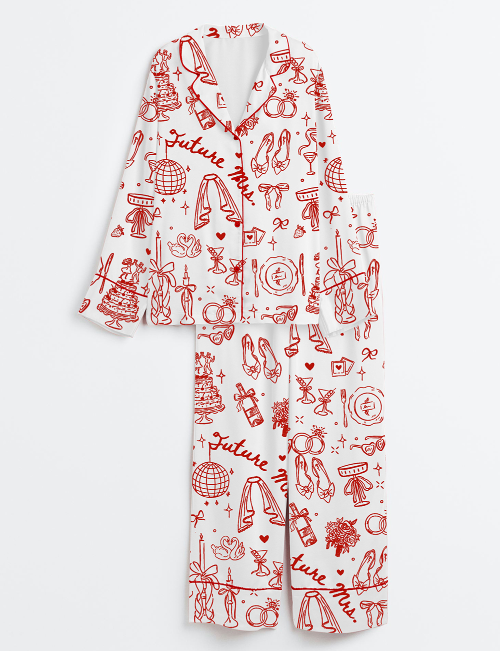 Women’s Future Mrs Bride To Be Gift In My Engaged Era Long Sleeve Silky Satin Pajama Set