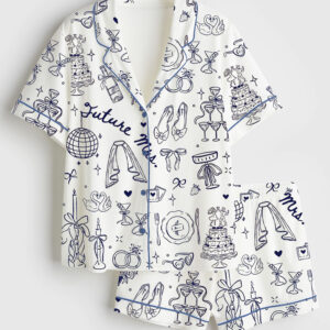 Womenâ€™s Future Mrs Bride To Be Gift In My Engaged Era Short Sleeve Satin Pajama Set