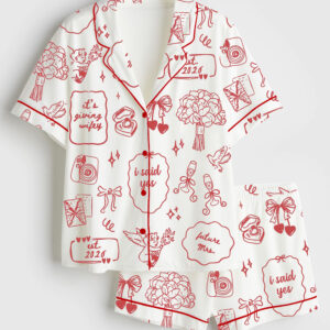 Womenâ€™s Future Mrs Engagement Wedding Anniversary Wifey Short Sleeve Satin Pajama Set