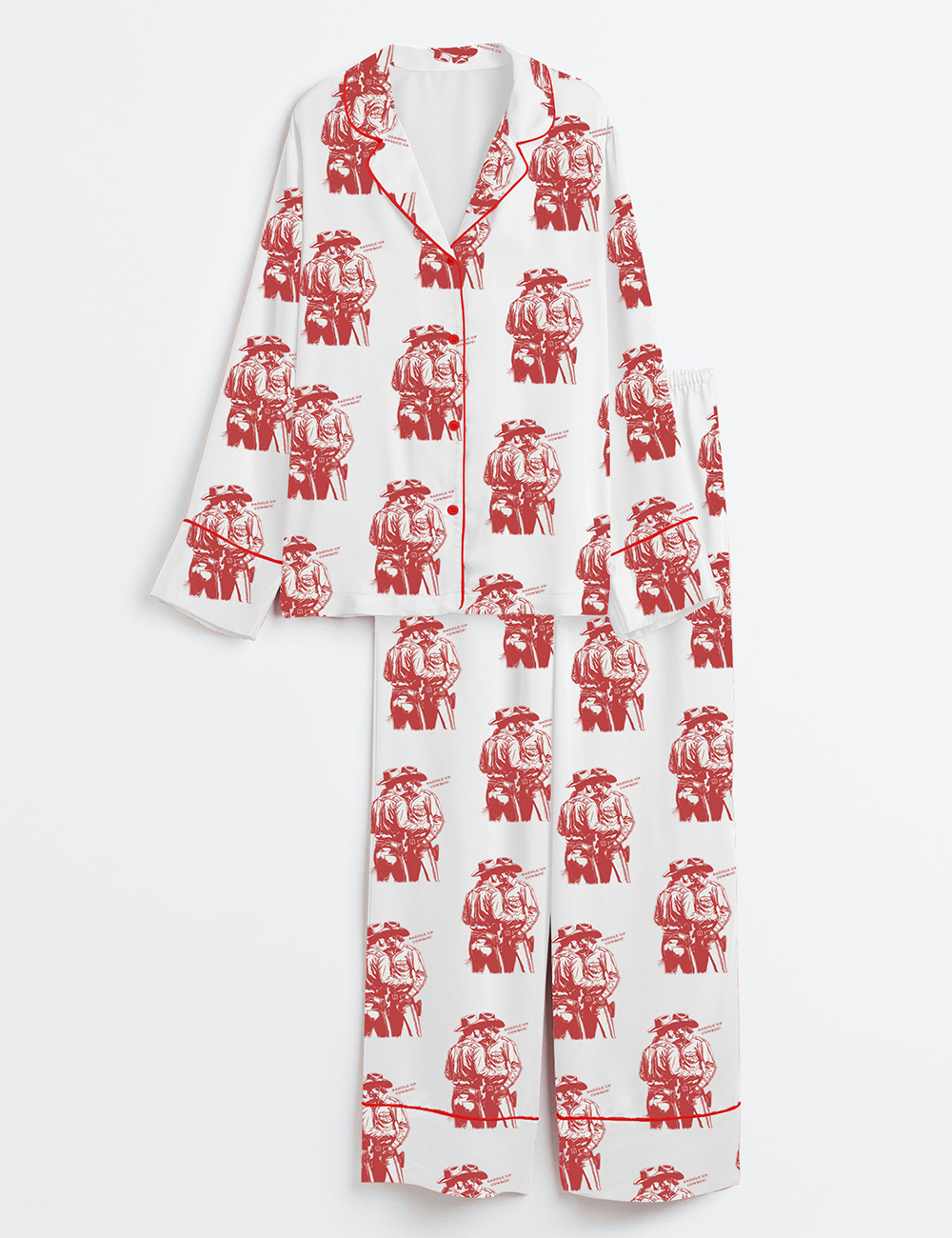 Womenâ€™s Gay Cowboy Howdy Cowboys Lgbtq Pride Print Long Sleeve Satin Pajama Set