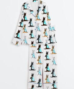 Women's German Shepherd I Love Mom German Shepherd Dog Lover Dog Mom Print Long Sleeve Satin Pajama Set