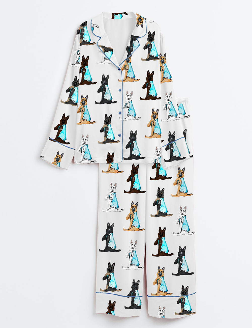 Womenâ€™s German Shepherd I Love Mom German Shepherd Dog Lover Dog Mom Print Long Sleeve Satin Pajama Set