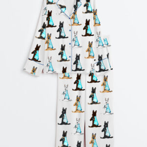 Women's German Shepherd I Love Mom German Shepherd Dog Lover Dog Mom Print Long Sleeve Satin Pajamas Set