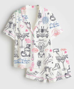 Women's Girl's Trip Bachelorette Party Travel Short Sleeve Satin Pajama Set