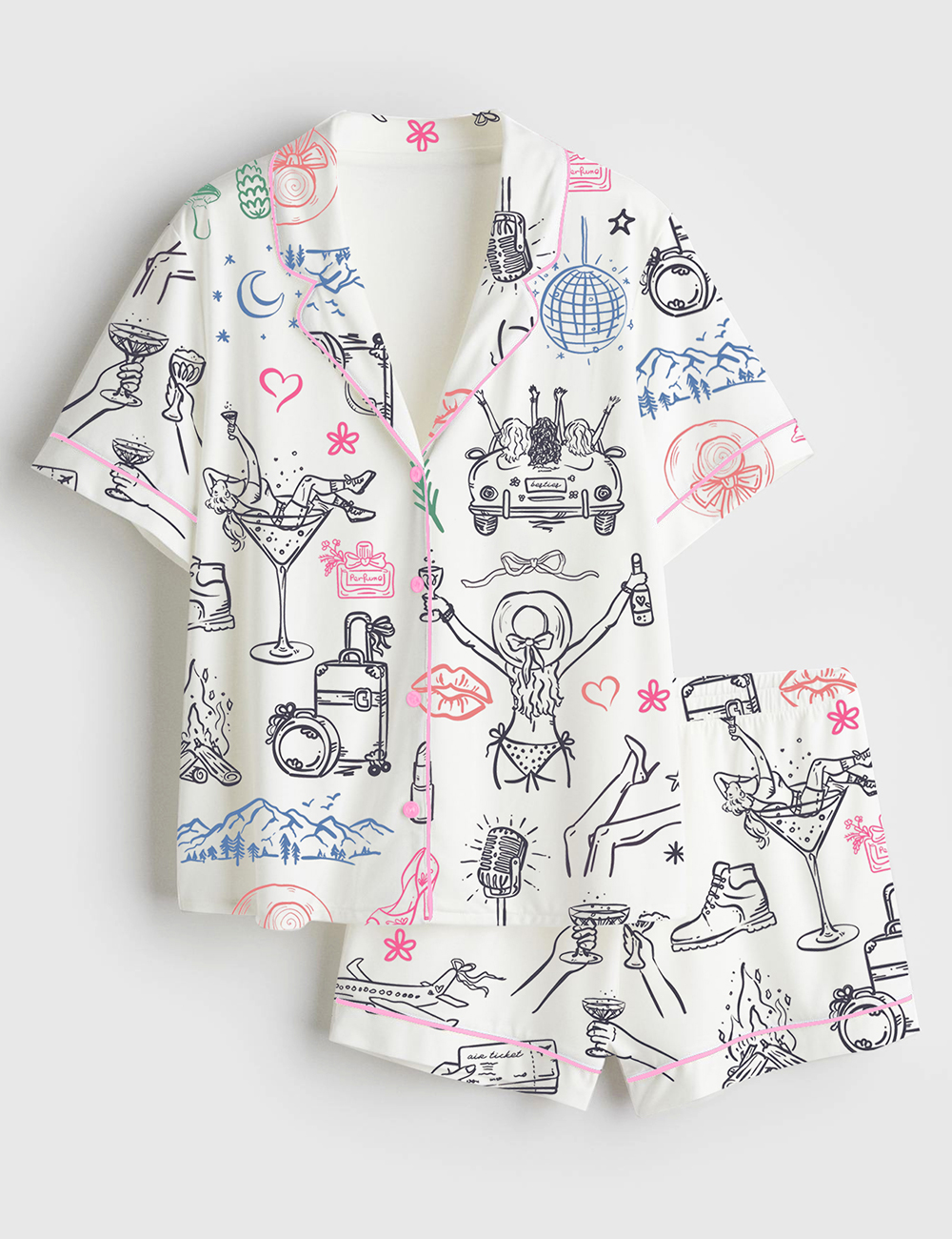 Womenâ€™s Girl's Trip Bachelorette Party Travel Short Sleeve Satin Pajama Set