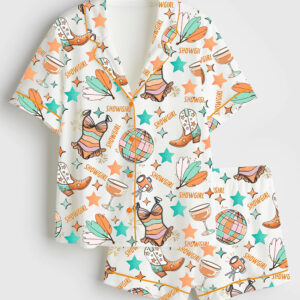 Womenâ€™s Girly Western The Life Of Showgirl Short Sleeve Satin Pajama Set