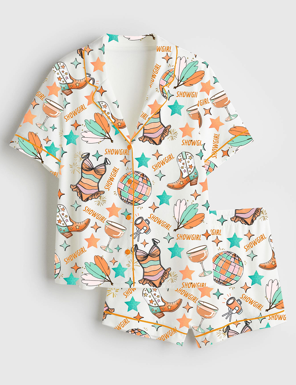 Womenâ€™s Girly Western The Life Of Showgirl Short Sleeve Satin Pajama Set