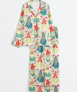 Women's Gnomes Christmas Long Sleeve Satin Pajama Set